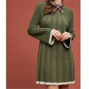 Anthropologie Arsenau Sweater Dress Green Wool Alpaca size XS